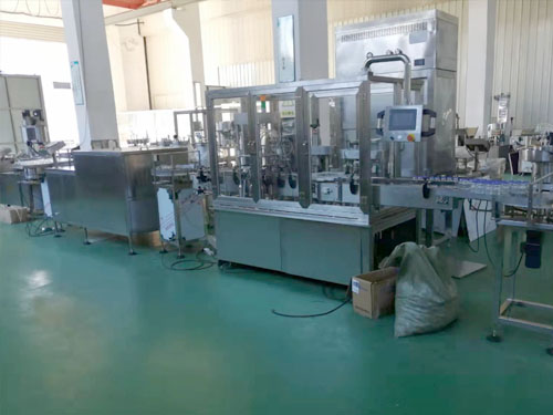 Glass infusion bottles filling line